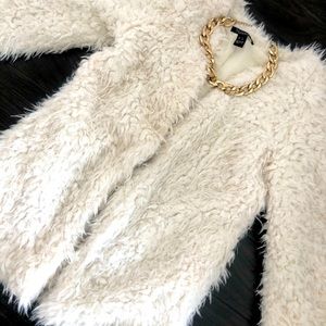 Faux fur white coat